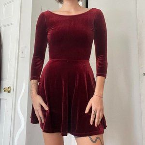 American Apparel Red Velvet Skater Dress